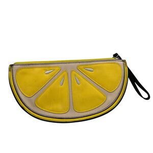 New Look Lemon Wedge Slice Wristlet Clutch Bag Yellow Black Citrus Novelty Y2K